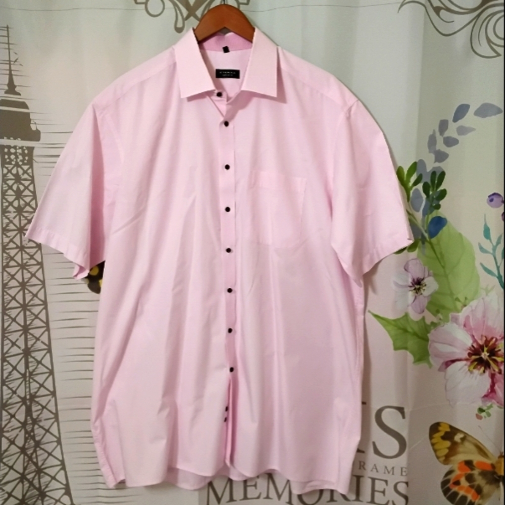 ETERNA Comfort Fit Pink Dress Shirt Short Sleeve 46/18